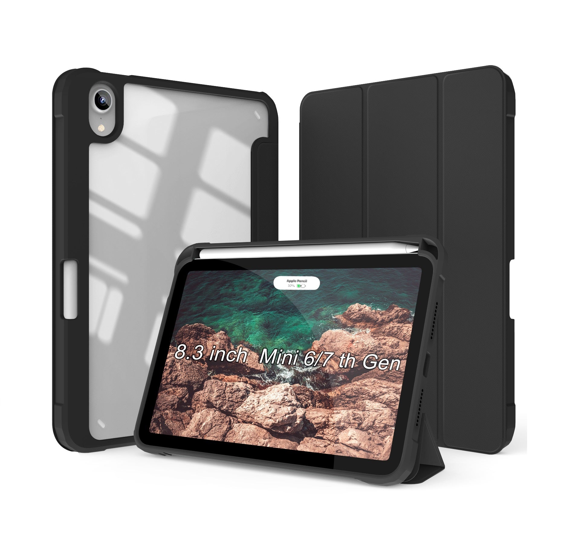 Delta Case with Apple Pencil Holder for iPad Mini 7 A17 Pro 2024 (Black)