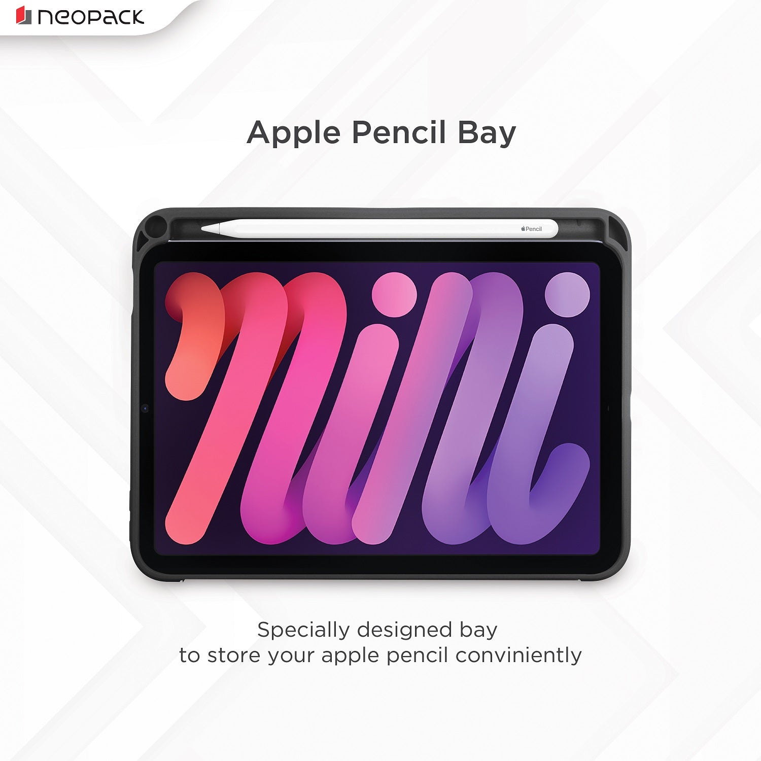 Delta Case with Apple Pencil Holder for iPad Mini 6 & iPad Mini 2024 Model (Black)