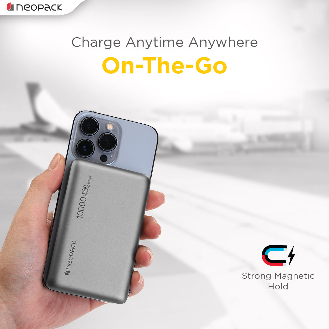 Rapid Qi2 Fast Charging Magsafe Power Bank 10000 mAH with Wireless Charging @ 15W & Type C @ 20W (Space Grey)