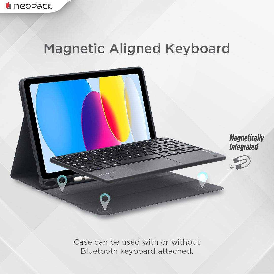 Keyboard Folio Case with Trackpad for iPad 10.9, Fits: 10th Gen. (Black)