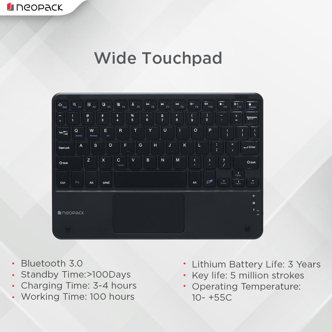 Keyboard Folio Case with Trackpad for iPad 10.9, Fits: 10th Gen. (Black)