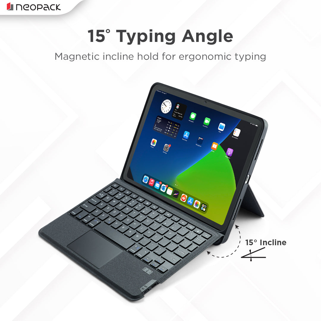 Folio Case with Bluetooth Keyboard & Pencil Holder for iPad 10.2, Fits: All Generation (Black)