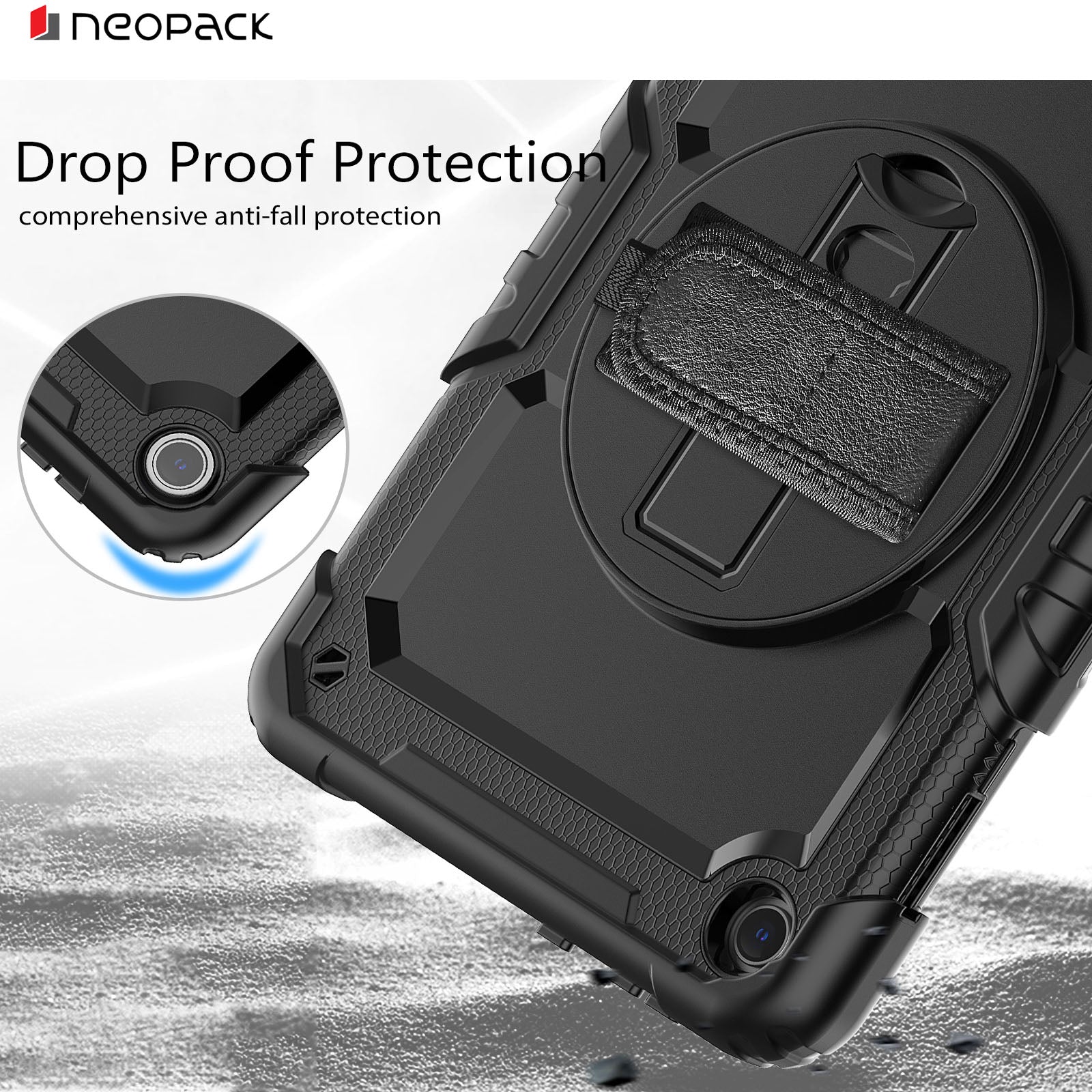 Military Grade Shockproof Rugged Case with Shoulder Strap & Rotating Stand for Lenovo Tab M10 10.1
