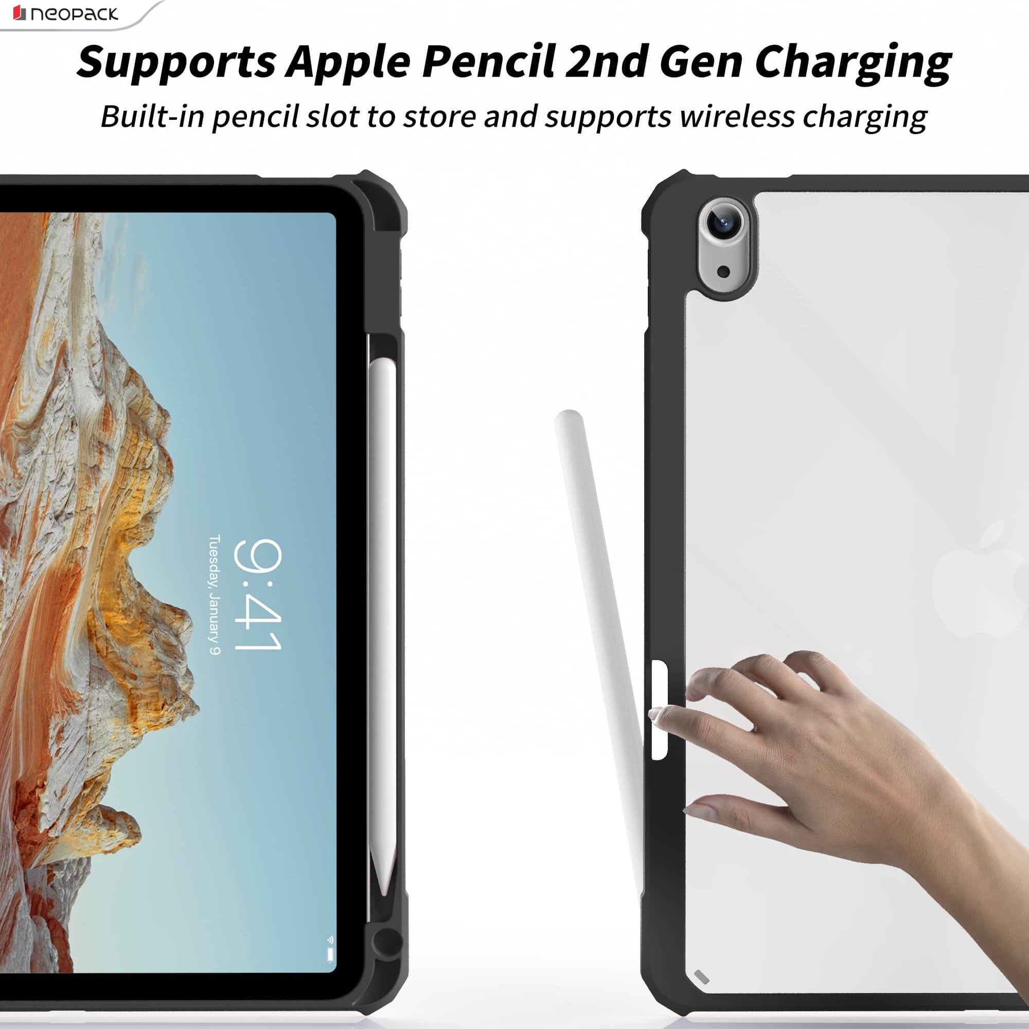 Delta Case with Apple Pencil Holder for iPad 10.9, Fits: 10th Generation (Black)