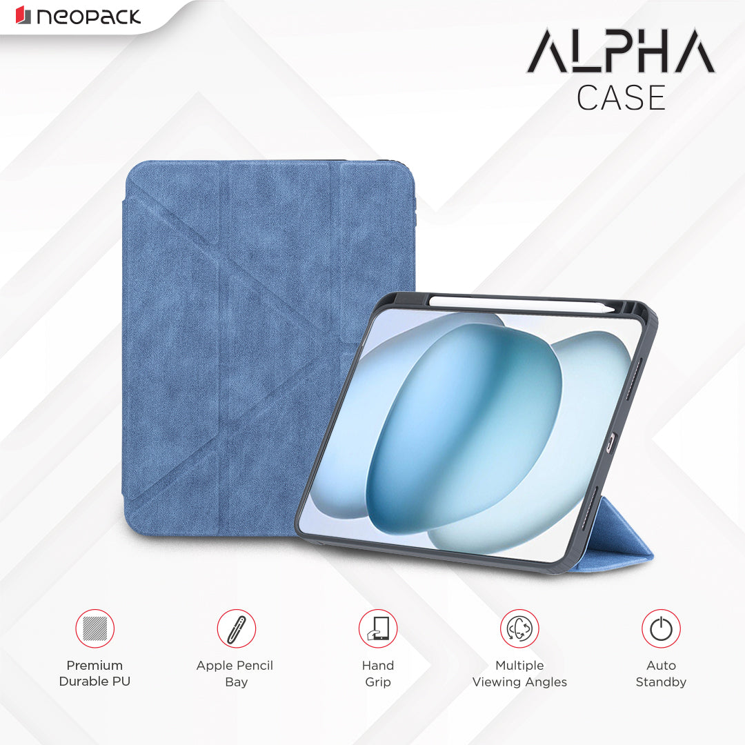 Alpha Case with Apple Pencil Holder for iPad Air 11, Fits: M2 and M3 Models (Blue)
