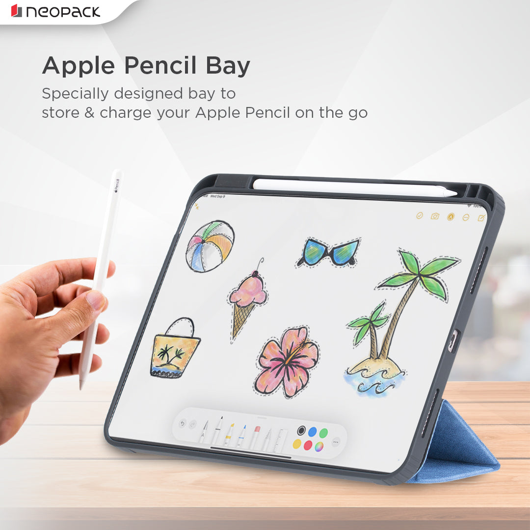 Alpha Case with Apple Pencil Holder for iPad Air 11, Fits: M2 and M3 Models (Blue)