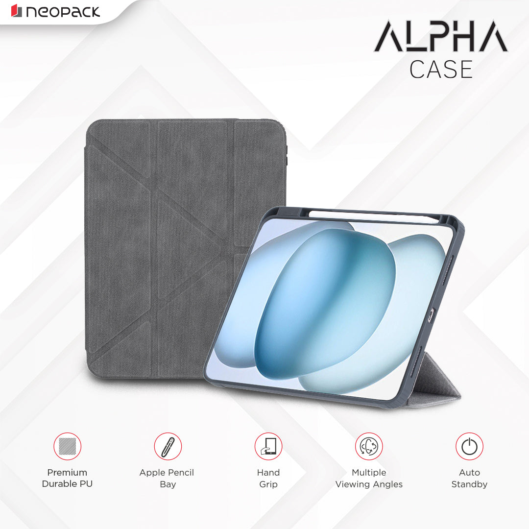 Alpha Case with Apple Pencil Holder for iPad 10.9, Fits: 10th Gen and iPad A16, Fits: 11th Gen. (Space Grey)
