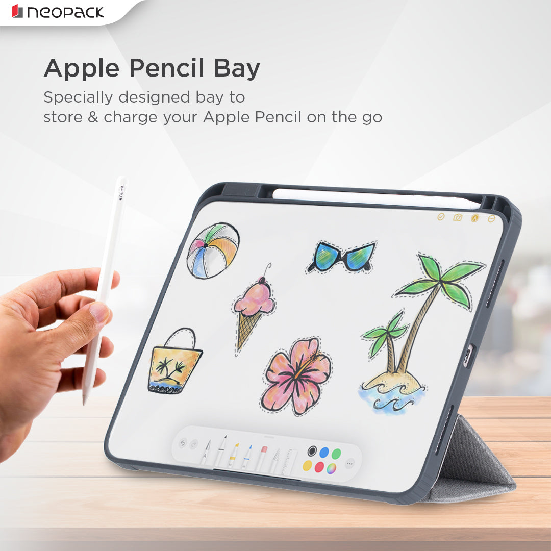 Alpha Case with Apple Pencil Holder for iPad 10.9, Fits: 10th Gen and iPad A16, Fits: 11th Gen. (Space Grey)