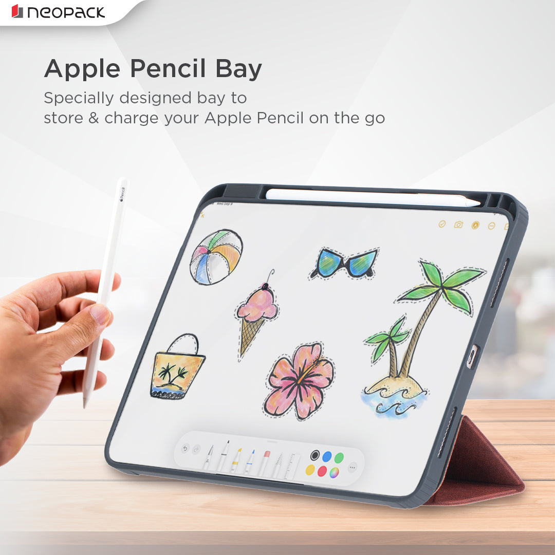Alpha Case with Apple Pencil Holder for iPad 10.9, Fits: 10th Gen and iPad A16, Fits: 11th Gen. (Maroon)