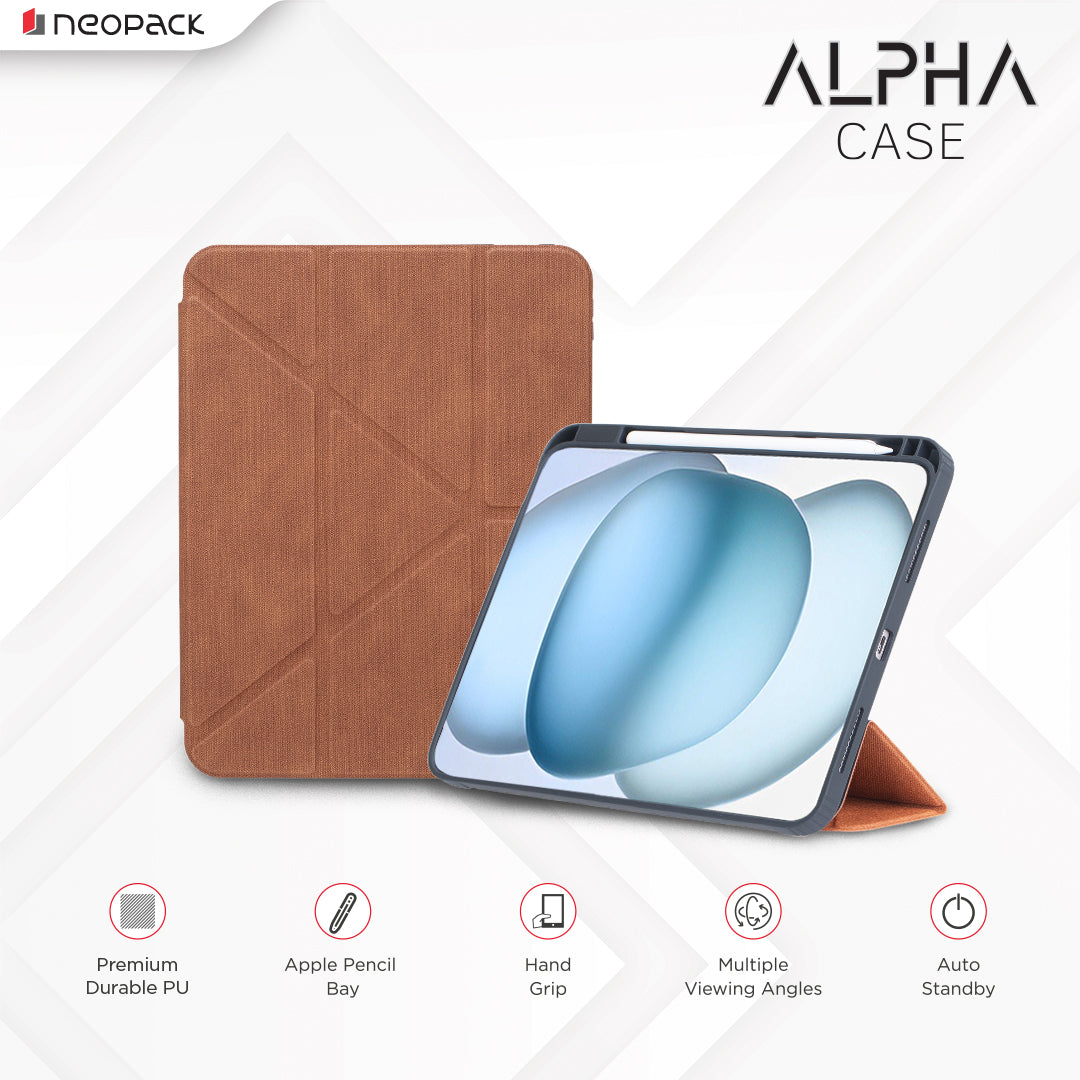 Alpha Case with Apple Pencil Holder for iPad 10.9, Fits: 10th Gen and iPad A16, Fits: 11th Gen. (Tan)