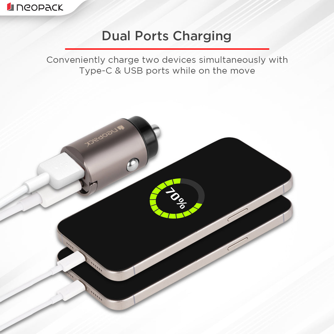 30W Dual Port Turbo Car Charger (Space Grey)