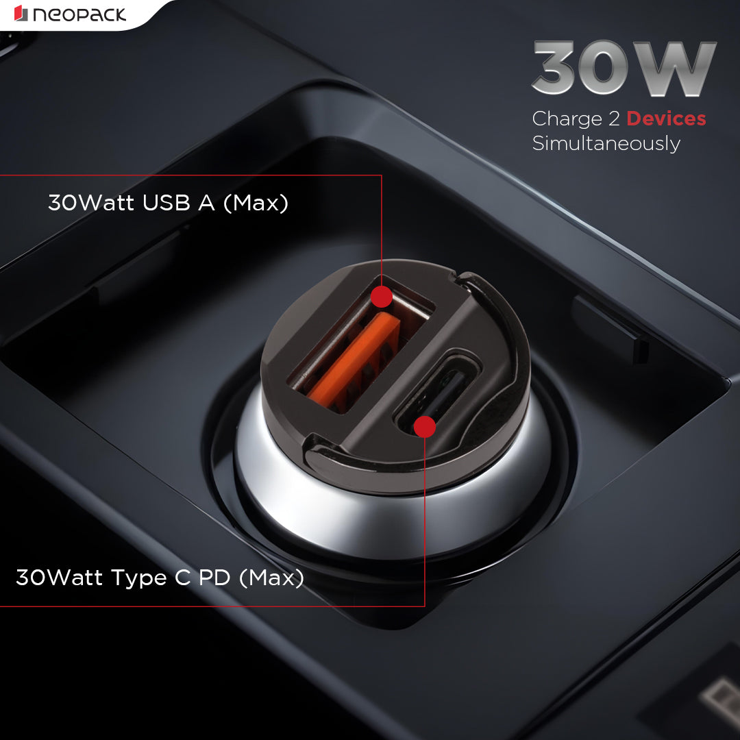 30W Dual Port Turbo Car Charger (Space Grey)