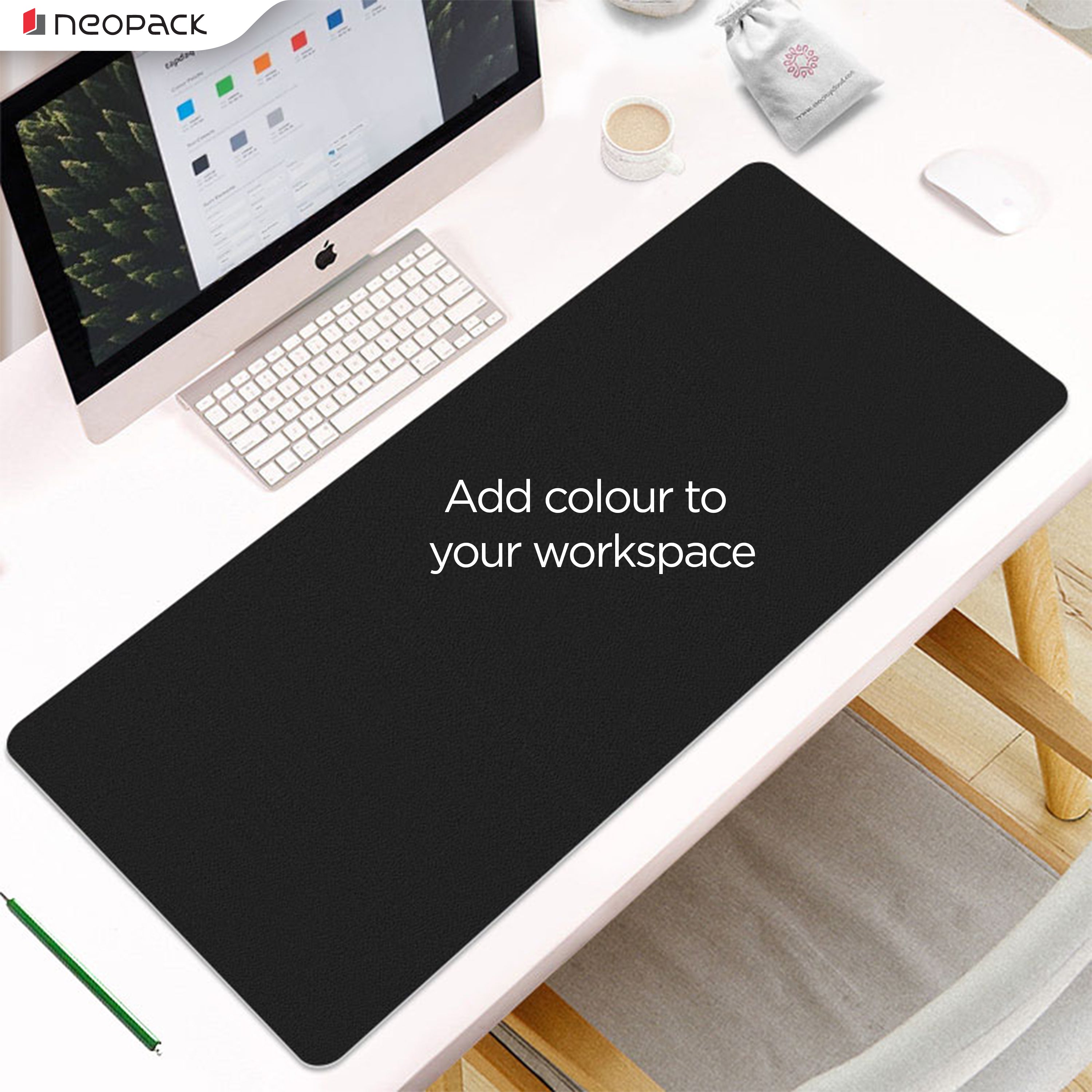 Deskmat with double sided PU (Black / Grey)