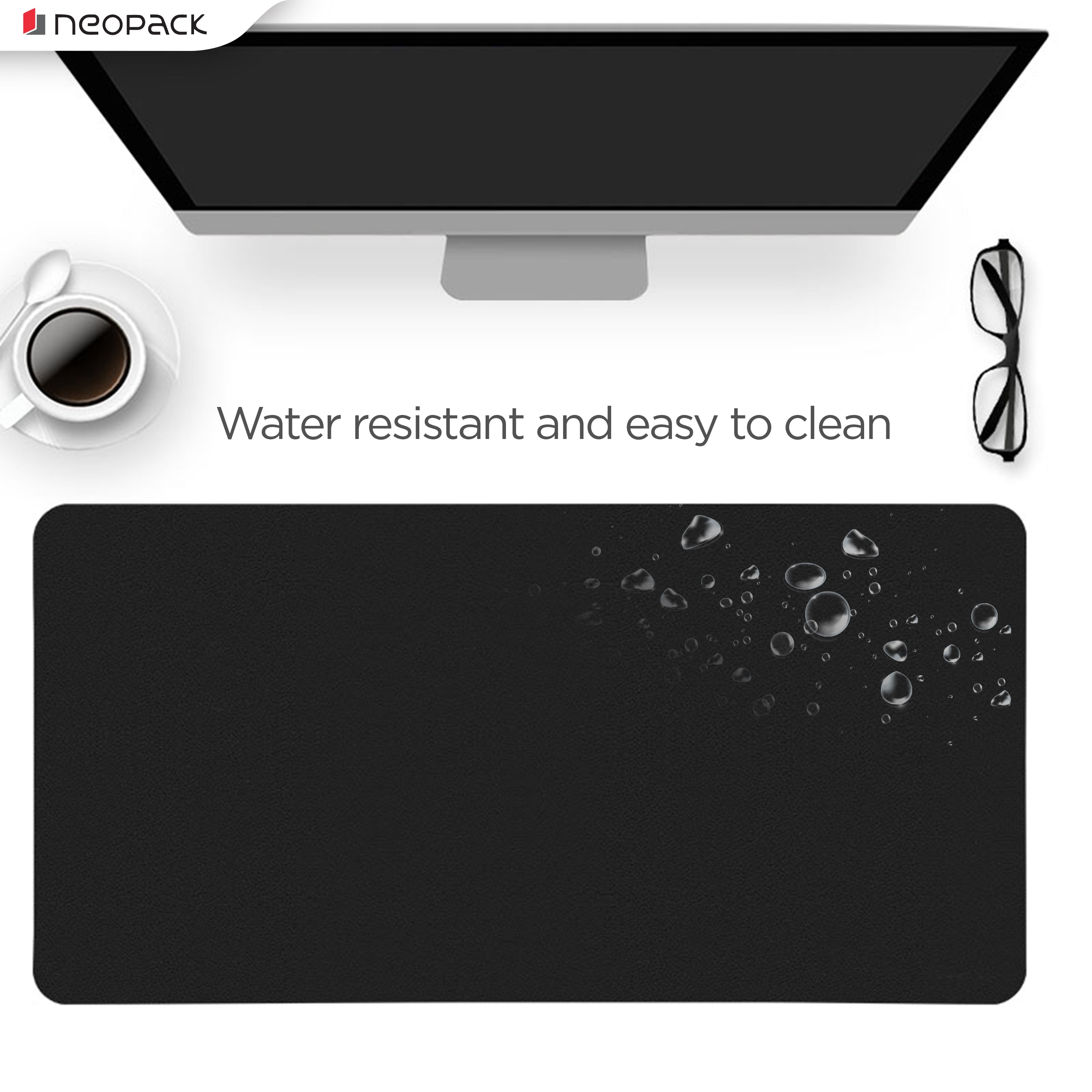 Deskmat with double sided PU (Black / Grey)