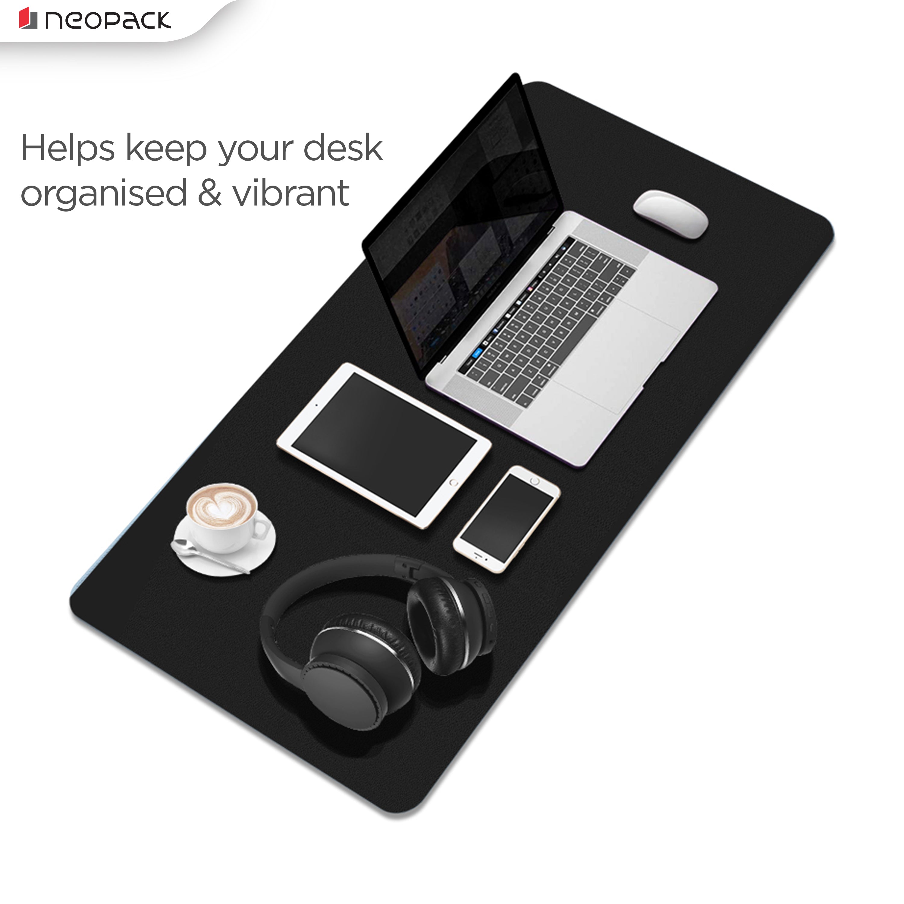 Deskmat with double sided PU (Black / Grey)