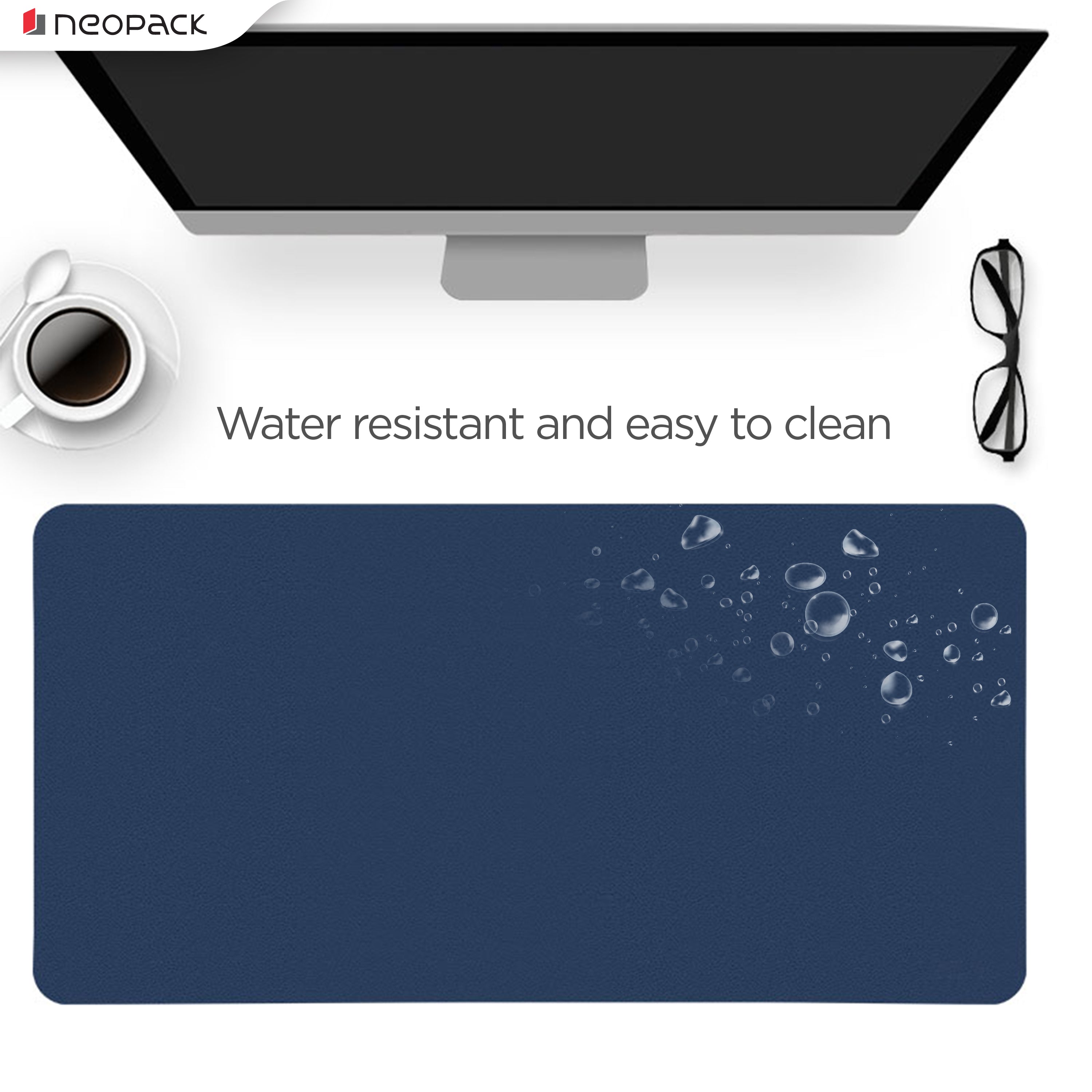 Deskmat with double sided PU (Blue / Yellow)