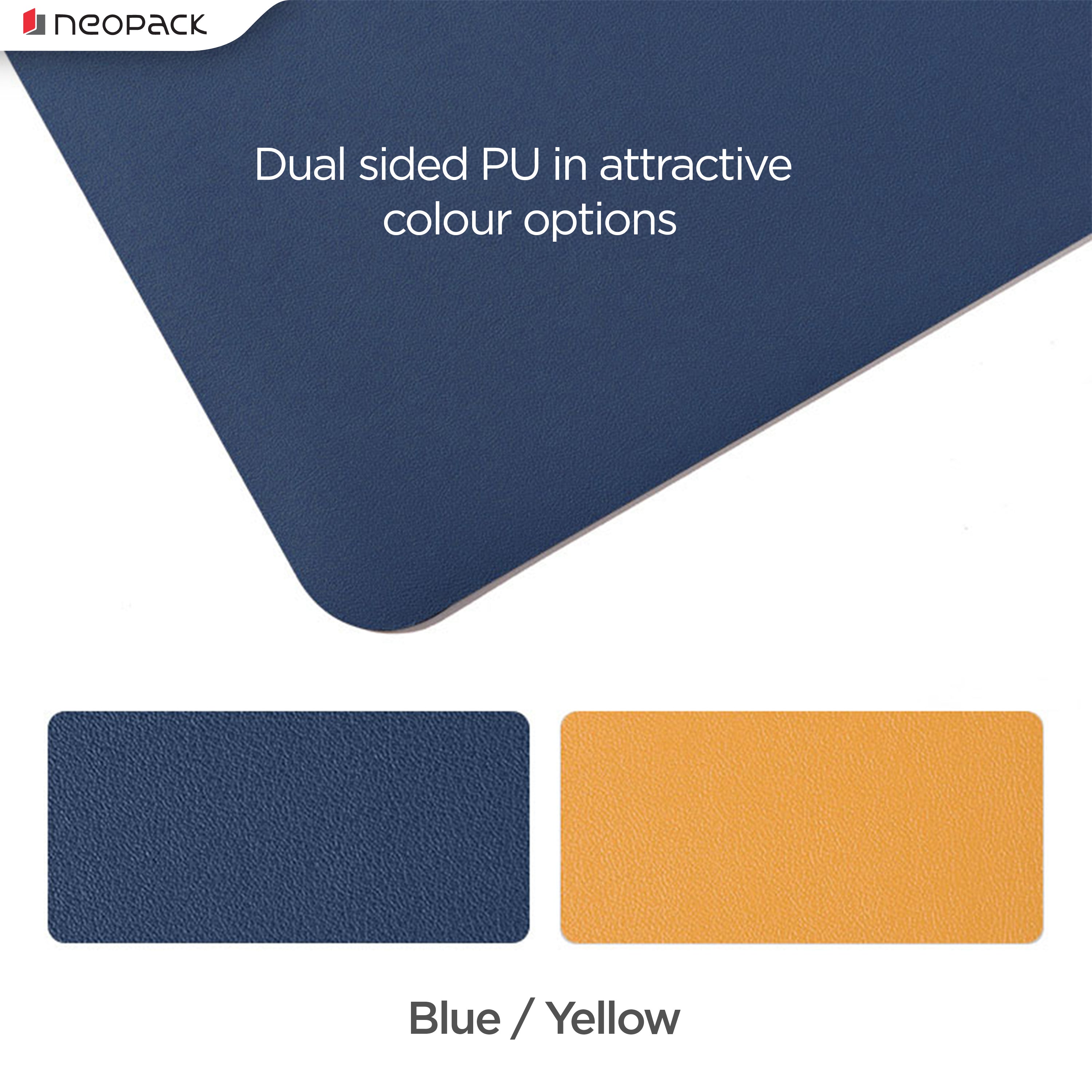 Deskmat with double sided PU (Blue / Yellow)