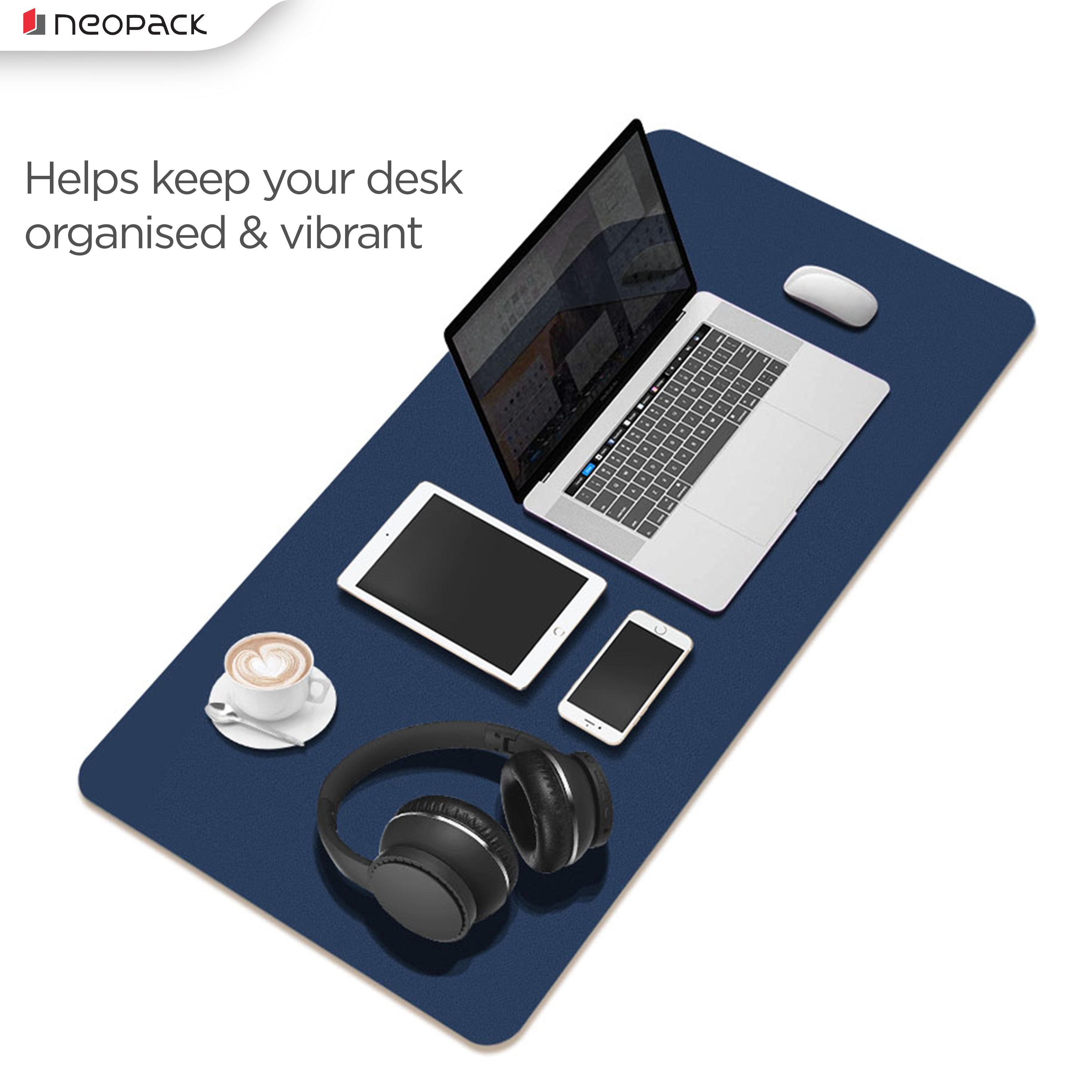 Deskmat with double sided PU (Blue / Yellow)