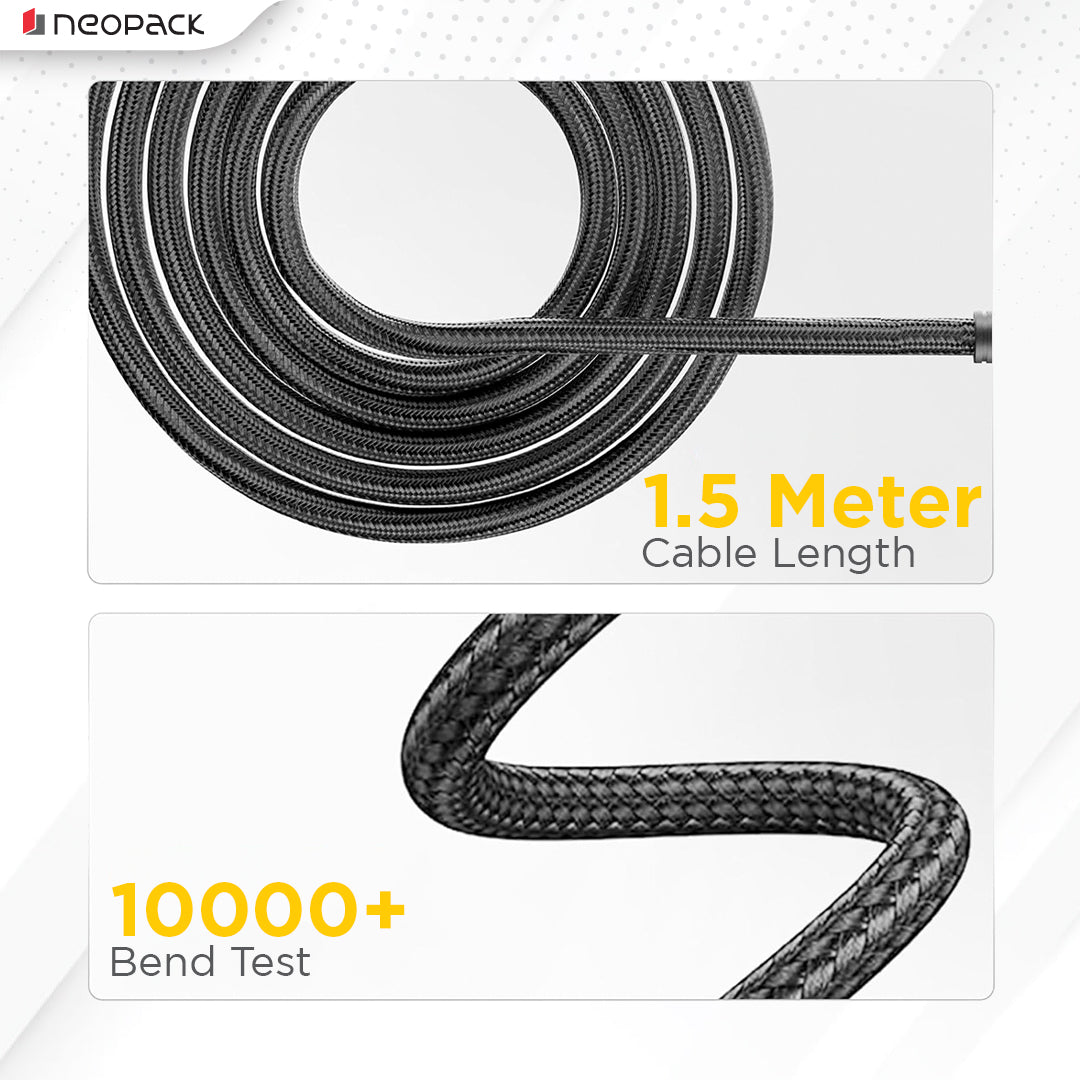 Duraflex Plus 27W Type C to Lightning Unbreakable Nylon Braided Charing Cable (1.5 Mtr, Black)