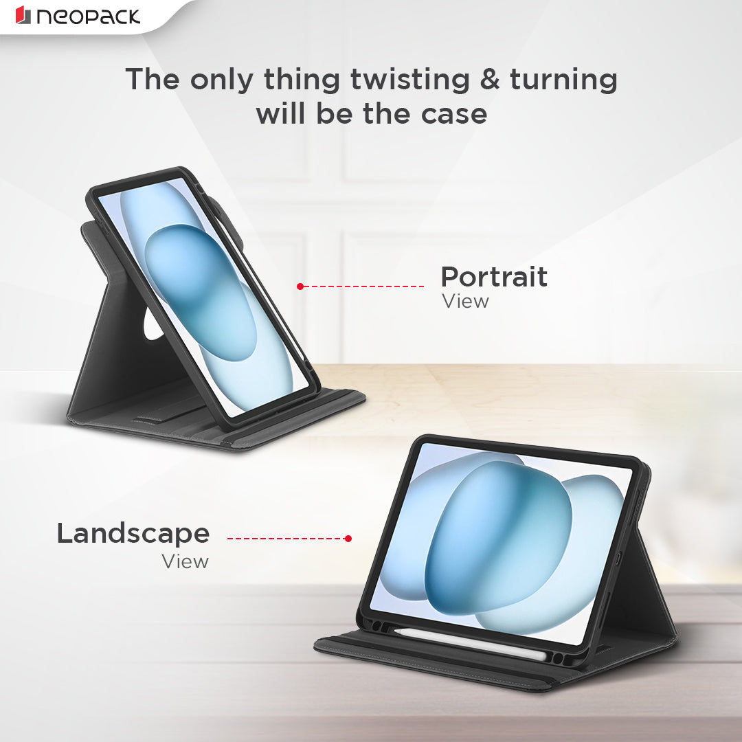 Swivo Rotary Case with Pencil Holder for iPad 10th Generation & A16 Model (Black)