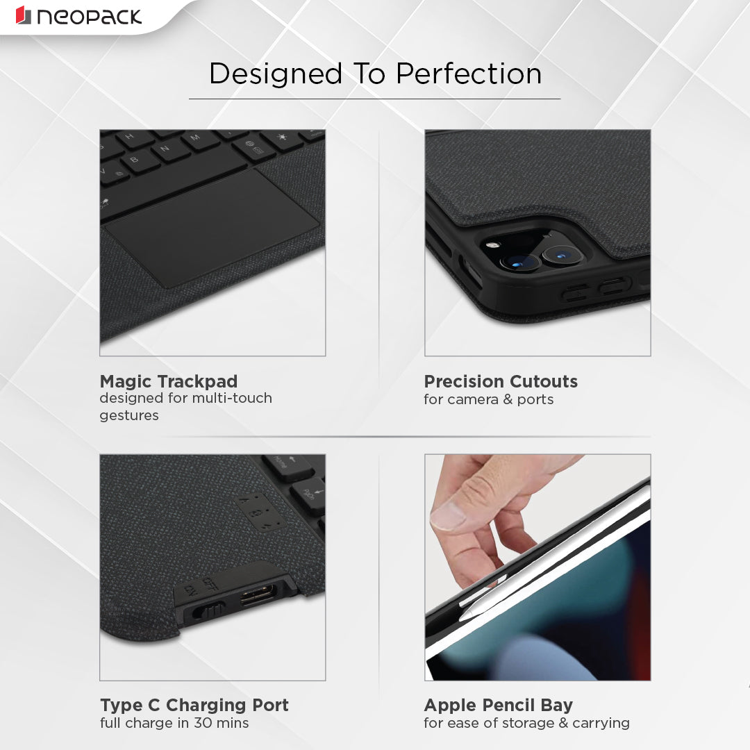 Magnetic Smart Cover with Detachable Keyboard for iPad Pro 13 - 2024 Model (Black)