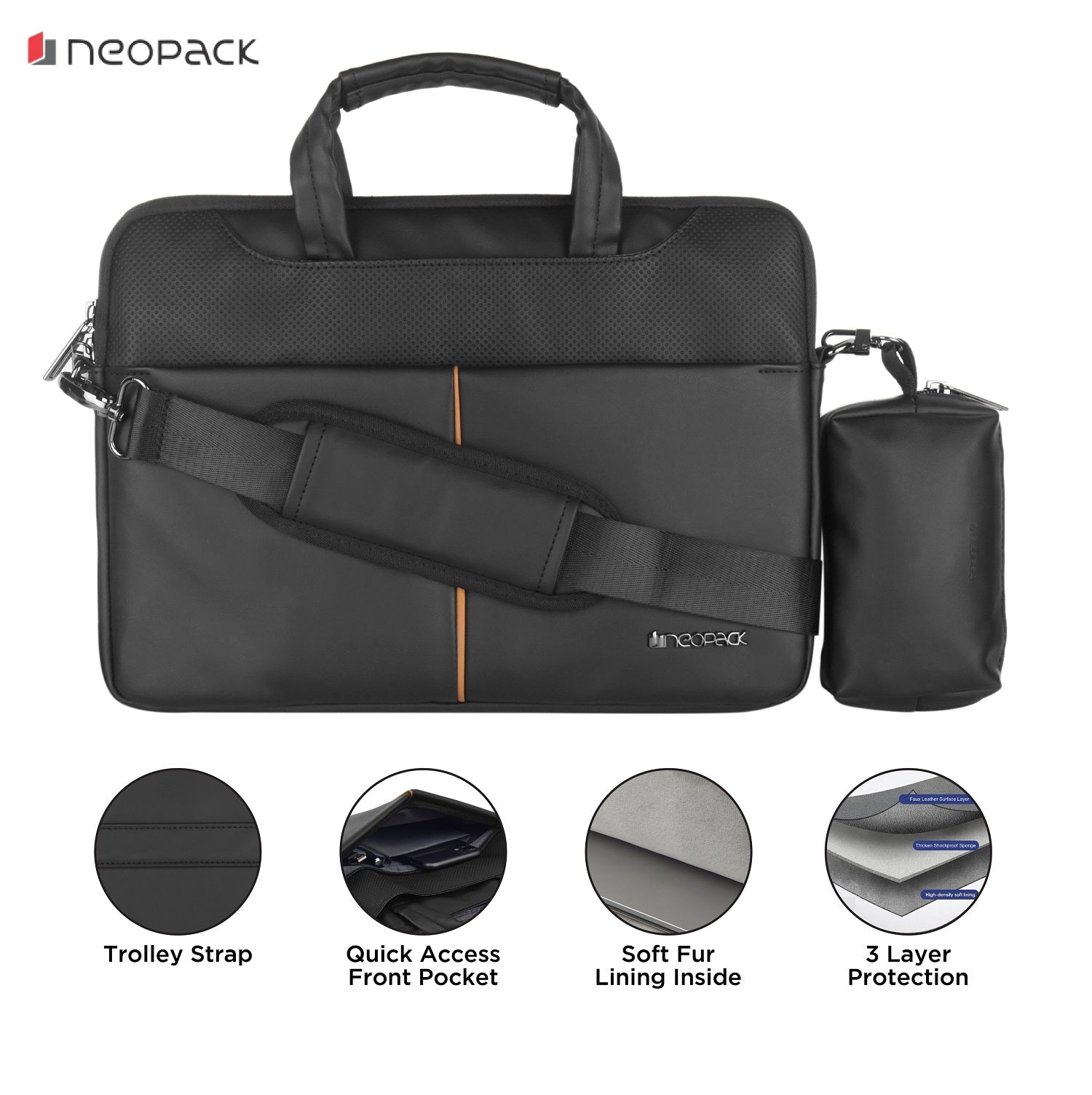 Leather Sleeve with Pouch for Upto 16.2