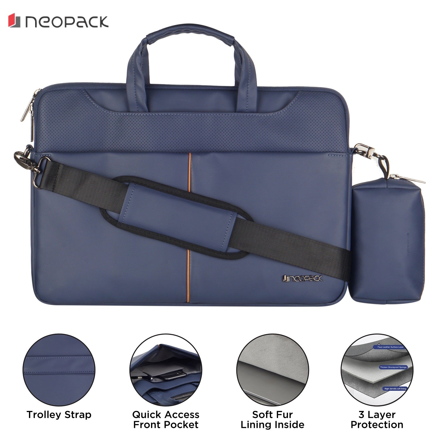 Leather Sleeve with Pouch for Upto 14.2