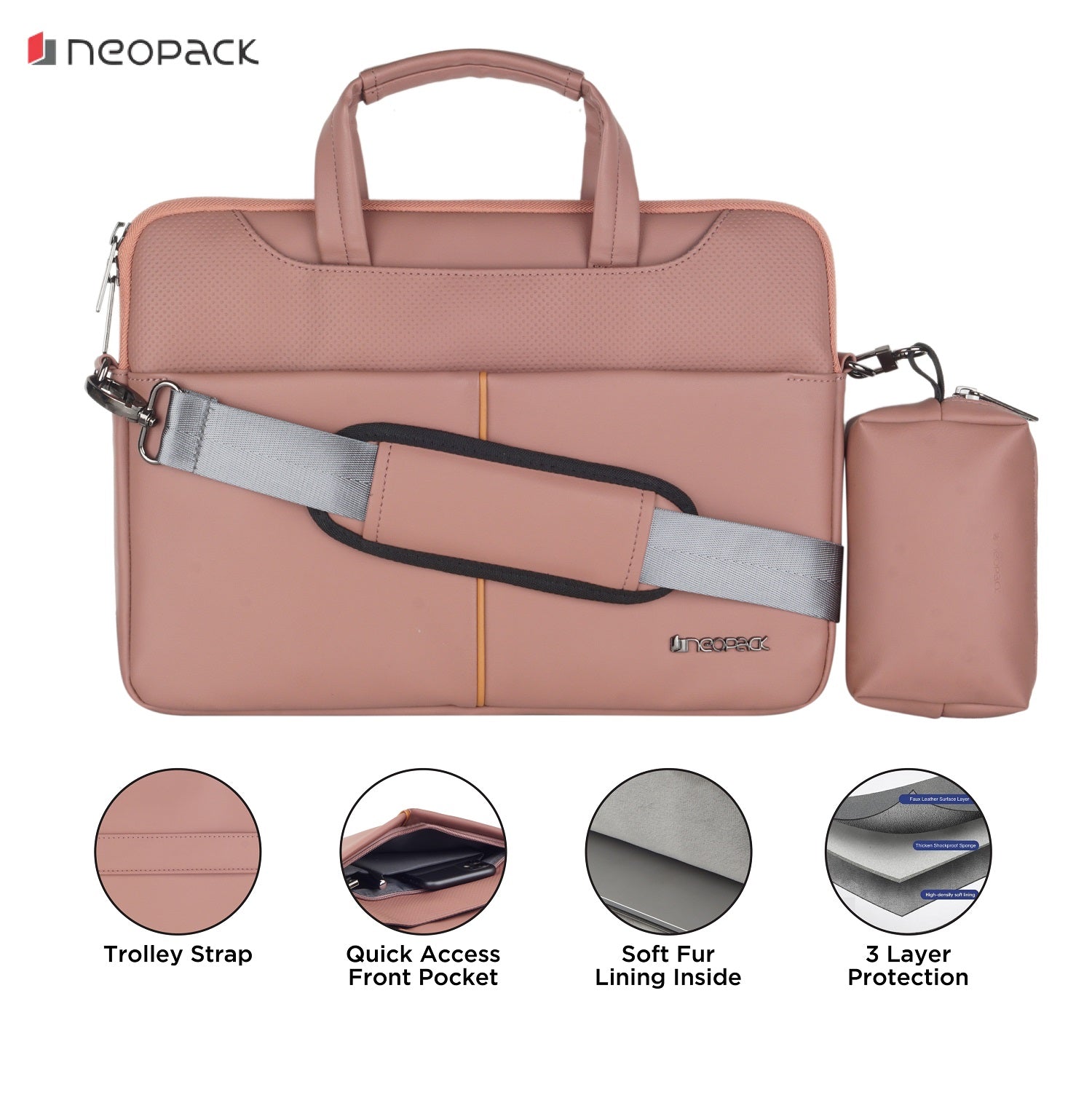 Leather Sleeve with Pouch for Upto 14.2