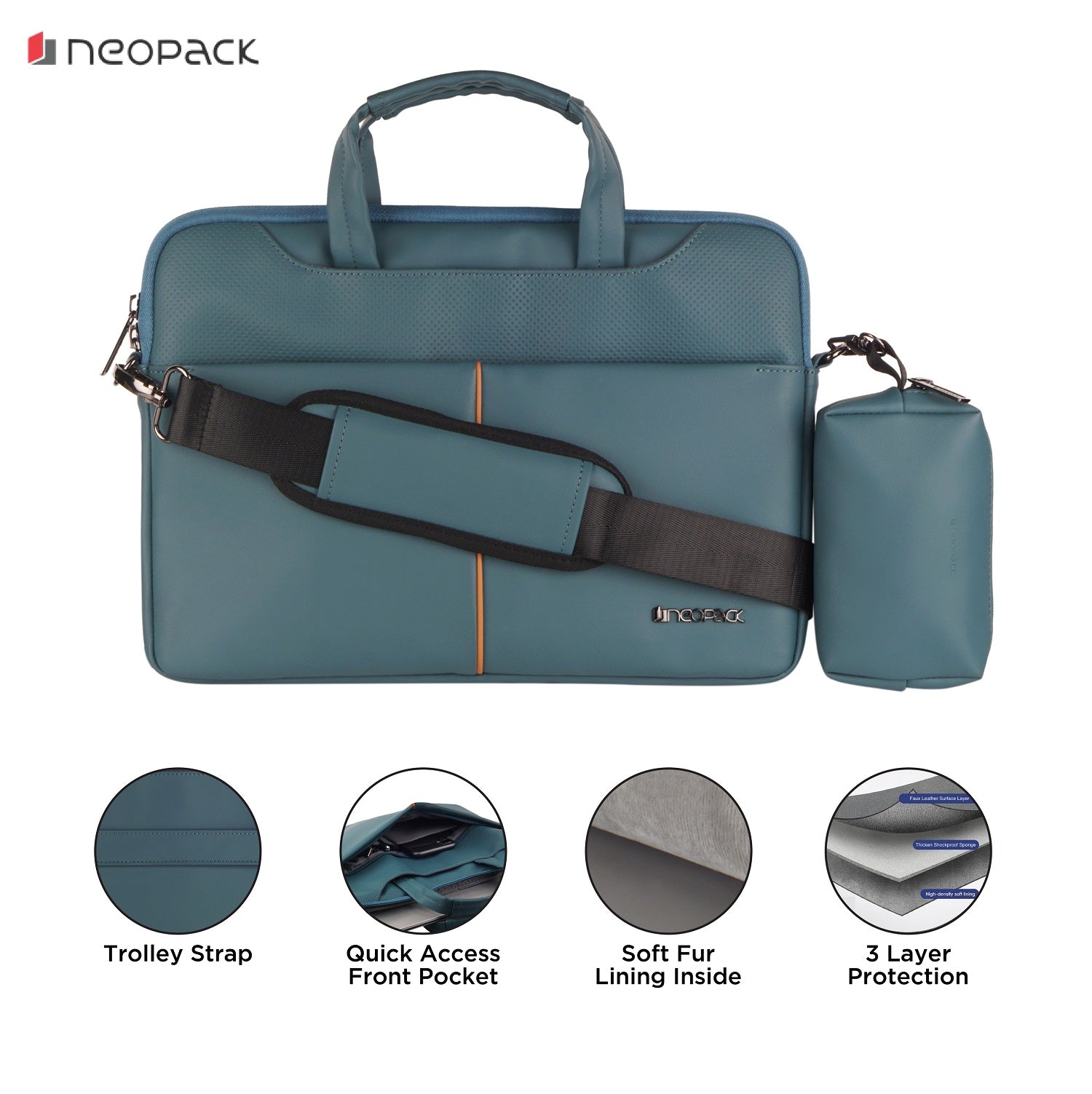 Leather Sleeve with Pouch for Upto 14.2