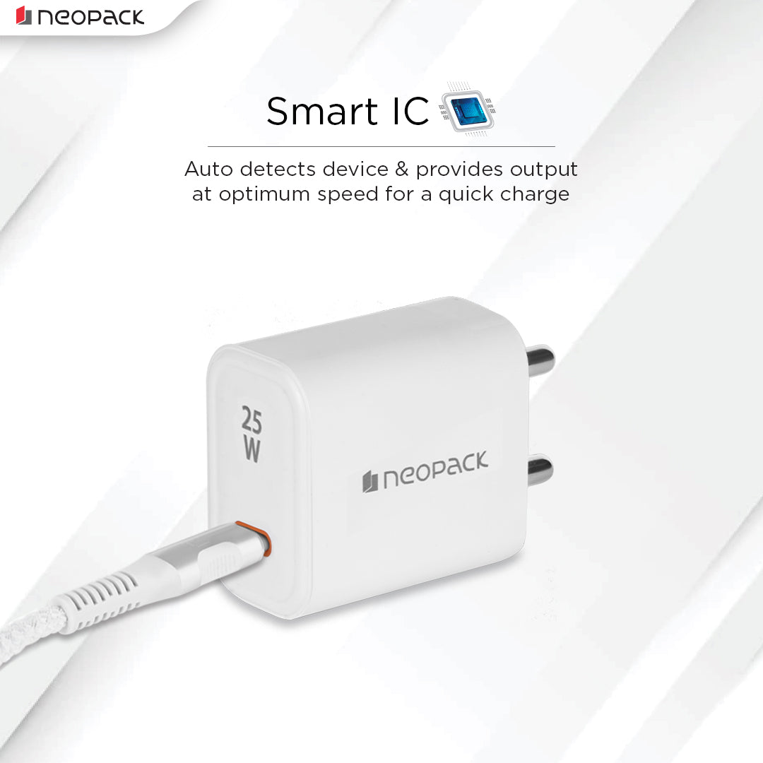 Power Cube 25W Fast Charging Adapter for Smartphones / iPhone, Tablet IOS / Android, Power Banks, Earbuds and Other USB-C Devices (White)