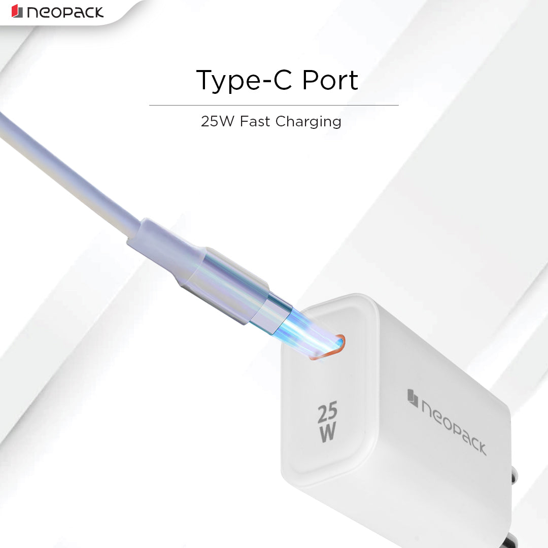 Power Cube 25W Fast Charging Adapter for Smartphones / iPhone, Tablet IOS / Android, Power Banks, Earbuds and Other USB-C Devices (White)