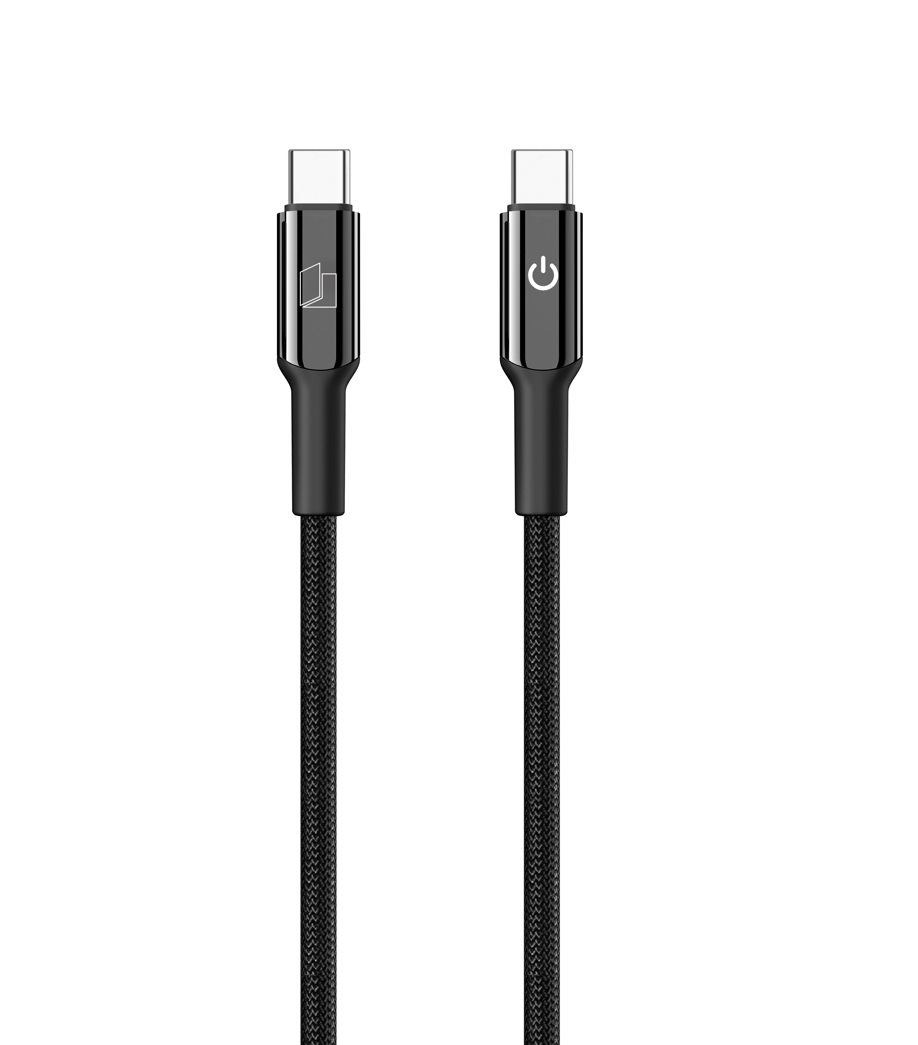 60W USB-C to C Connector Smart Auto-off Cable 1.5M Compatible with New Notebook, Macbook, Smartphones, Tablets, Power Banks, Earbuds and All USB-C Enabled Devices (Black)