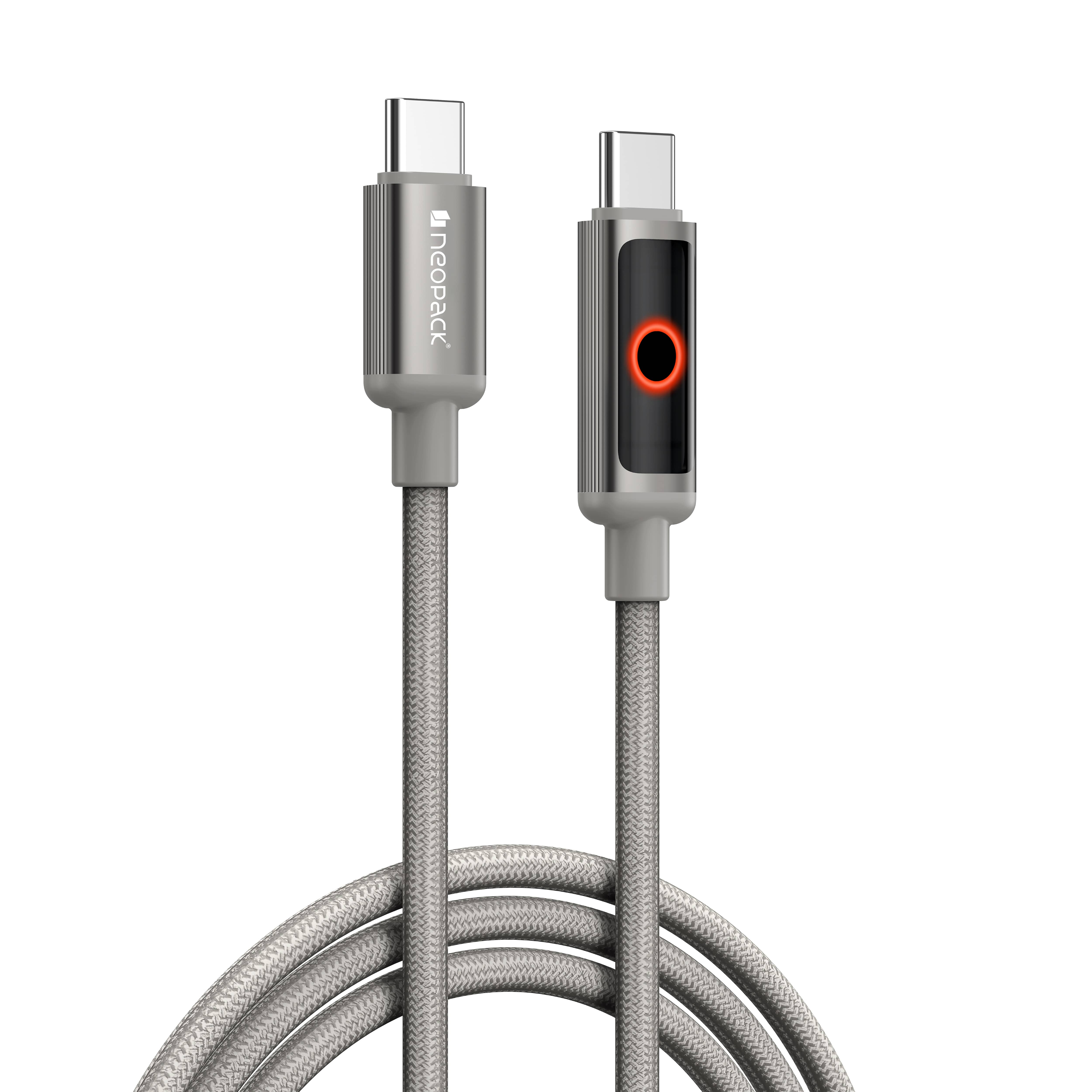 60W USB-C to C Connector Smart Auto-off LCD Display Cable 1.5M Compatible with New Notebook, Macbook, Smartphones, Tablets, Power Banks, Earbuds and All USB-C Enabled Devices (Black)