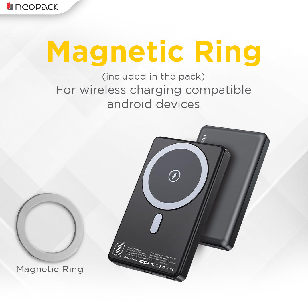 Flash MagSafe Power Bank 10000 mAh with Compatible Wireless Charging @ 15W & Type C @ 20W (Black)