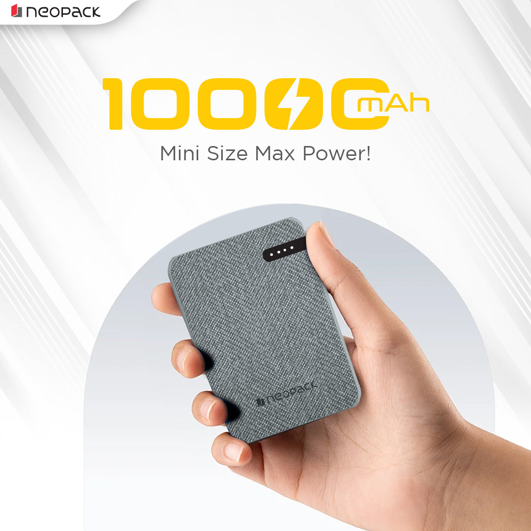 Bolt 10000 mAH Power Bank with Dual USB-C Port @ 20W Fast Charging Outputs (Grey)