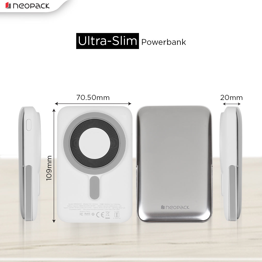 3 IN 1 MagSafe Power Bank 10000 mAh with Support Wireless Charging @ 15W & Type-C PD @ 20W, Compatible with iPhone 15 / 14 / 13 / 12 Series, Apple Watch, Airpods (White)