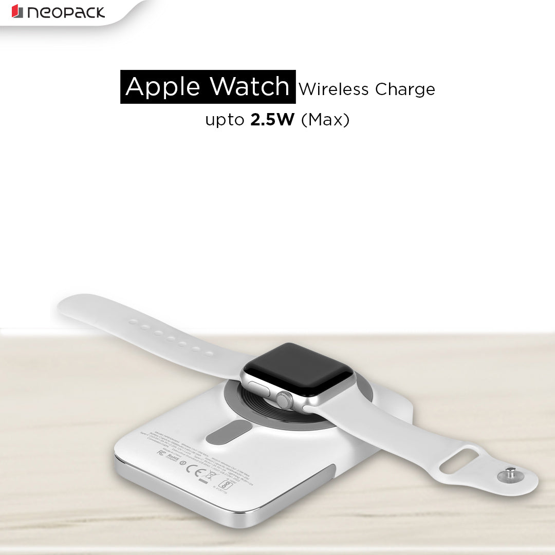 3 IN 1 MagSafe Power Bank 10000 mAh with Support Wireless Charging @ 15W & Type-C PD @ 20W, Compatible with iPhone 15 / 14 / 13 / 12 Series, Apple Watch, Airpods (White)