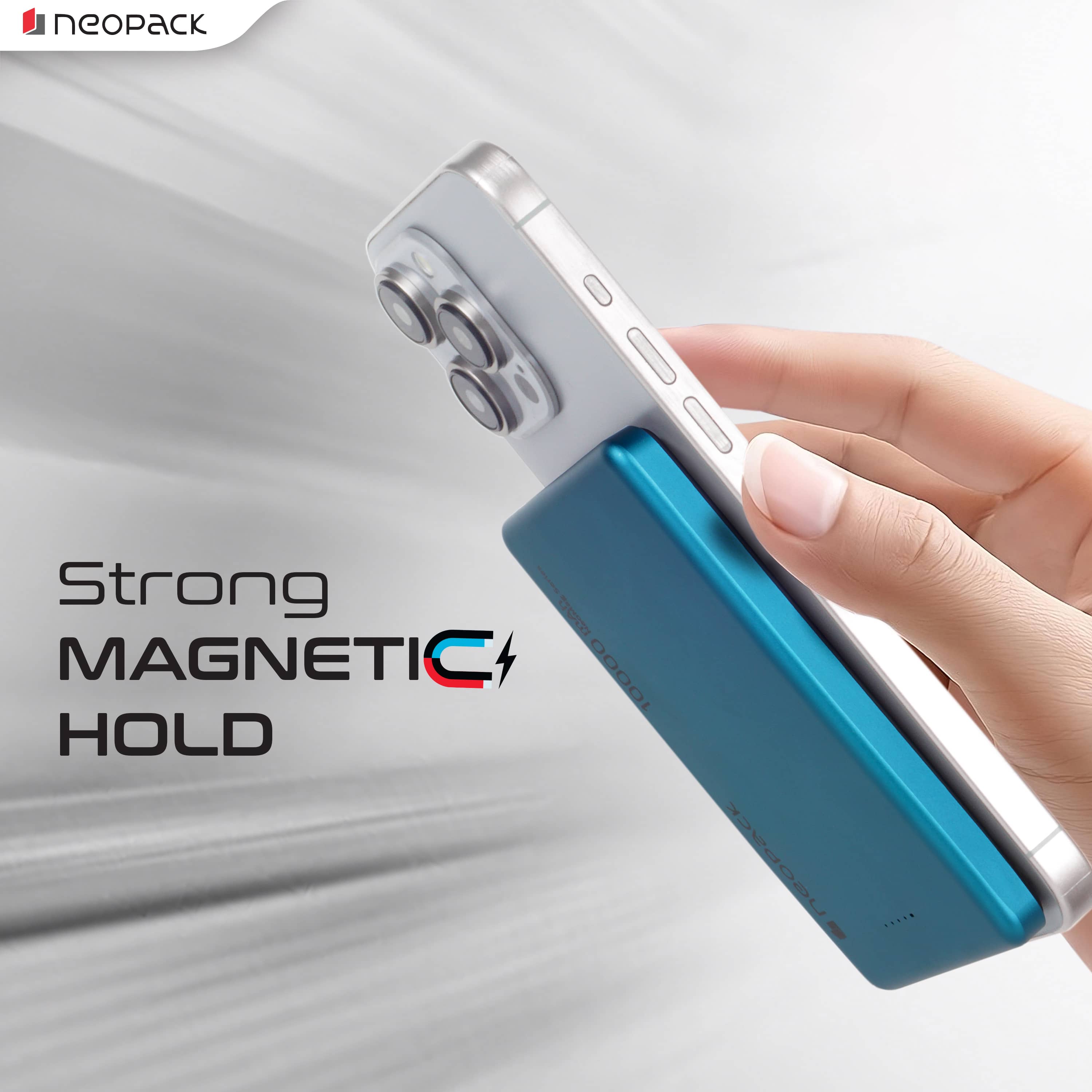 Velocity Magnetic Power Bank 10000 mAh with MagSafe Compatible Wireless Charging @ 15W & Type C @ 20W (Blue)