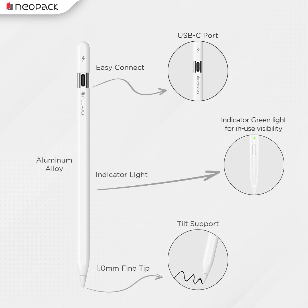 Sketch Pencil with USB-C Charging Port (White)