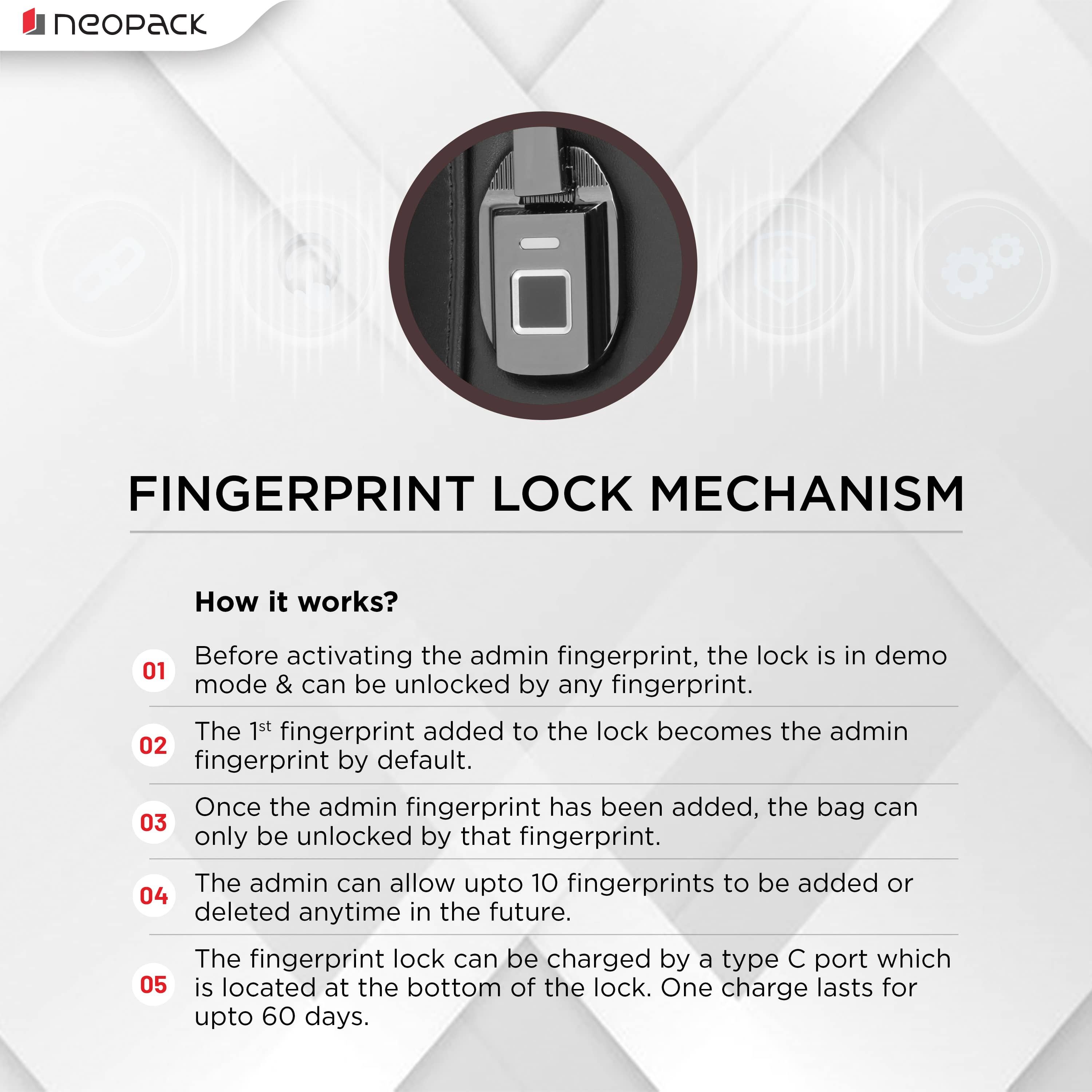 Elegante Secure Anti-Theft Backpack with Finger Print Lock Compatible with Upto 16.2