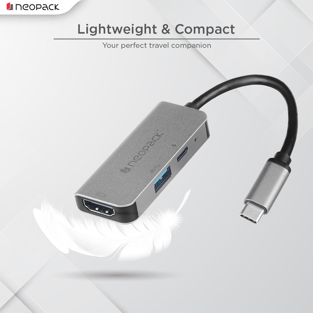 3 In 1 USB C Hub Multiport Adapter (Silver)