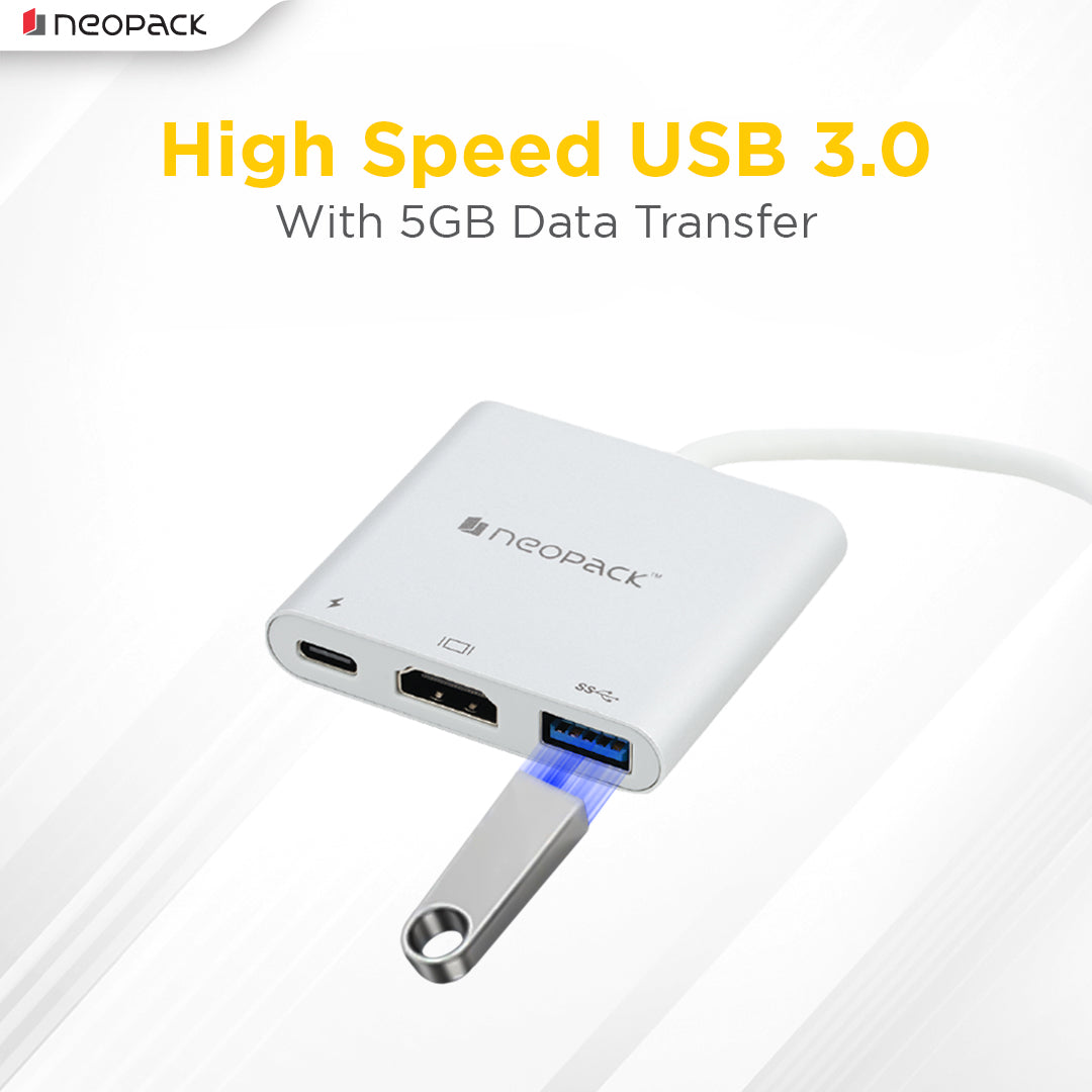 3 IN 1 Multiport USB-C Hub (Silver)