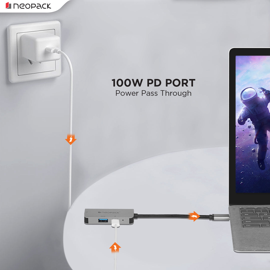 3 In 1 USB C Hub Multiport Adapter (Silver)