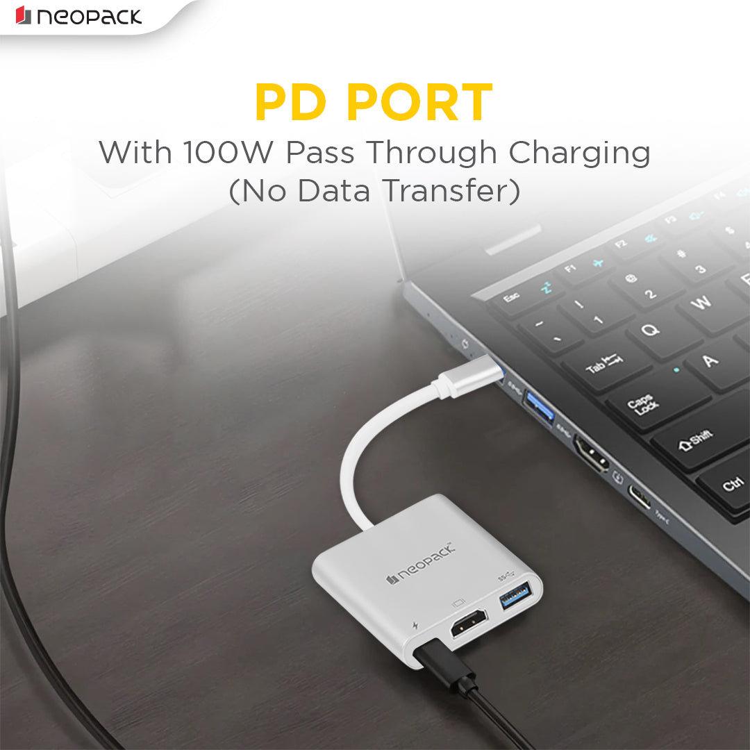 3 IN 1 Multiport USB-C Hub (Silver)