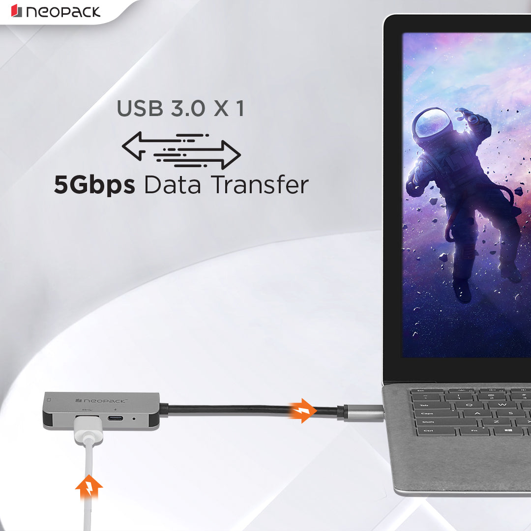 3 In 1 USB C Hub Multiport Adapter (Silver)