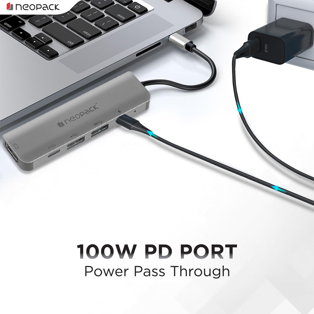 5 in 1 USB C Hub Multiport Adapter (Silver)