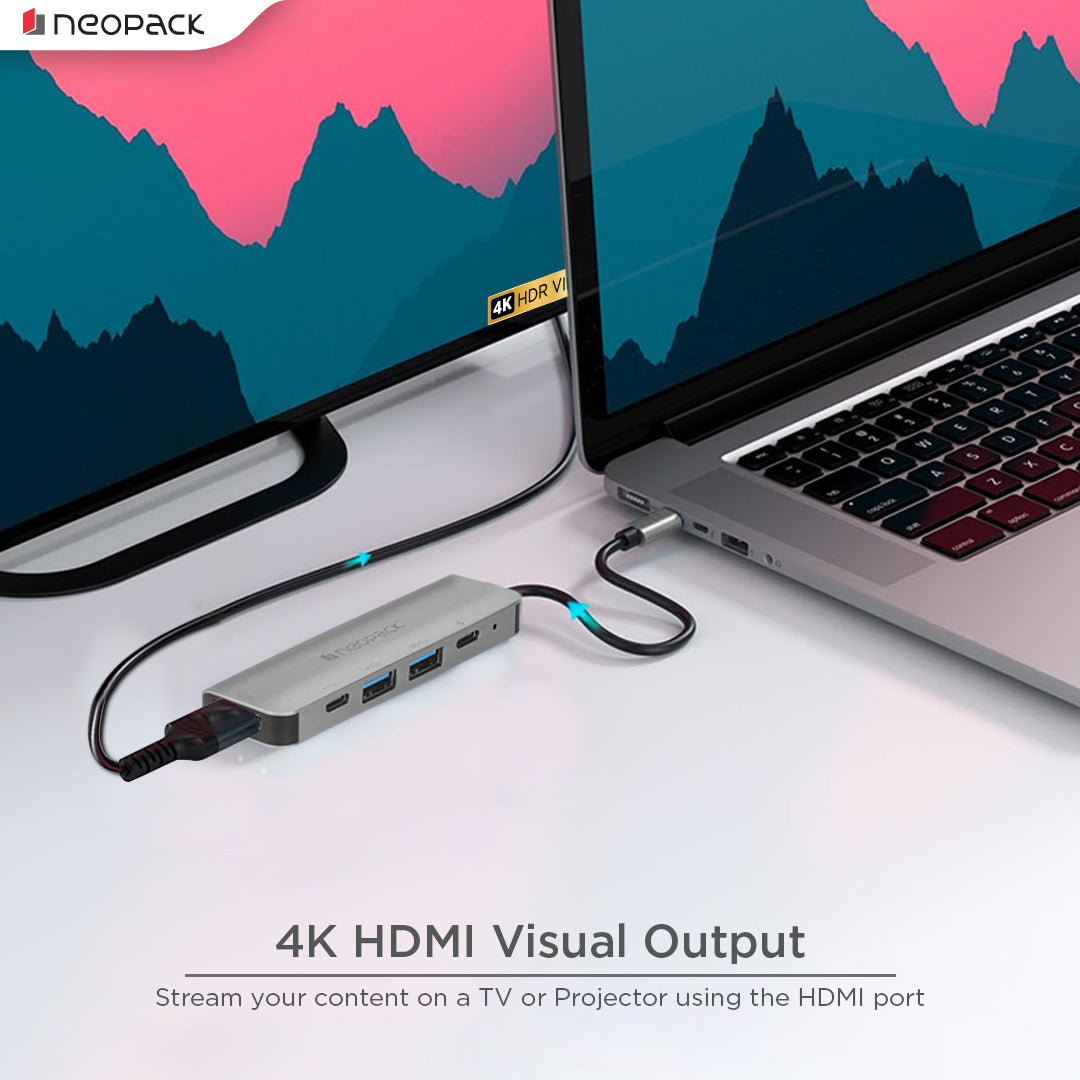 5 in 1 USB C Hub Multiport Adapter (Silver)