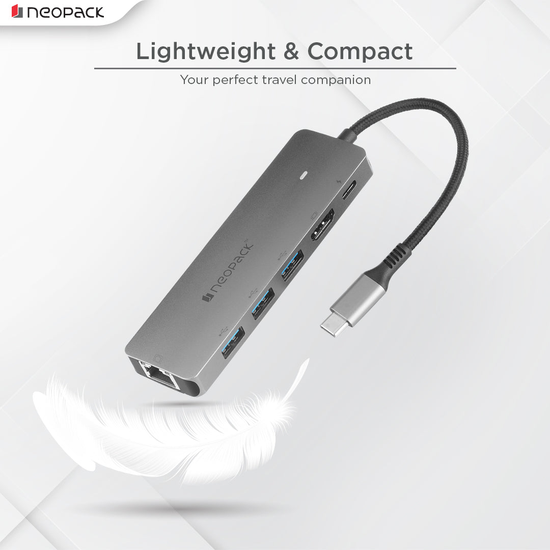 6 In 1 USB C Hub Multiport Adapter (Silver)