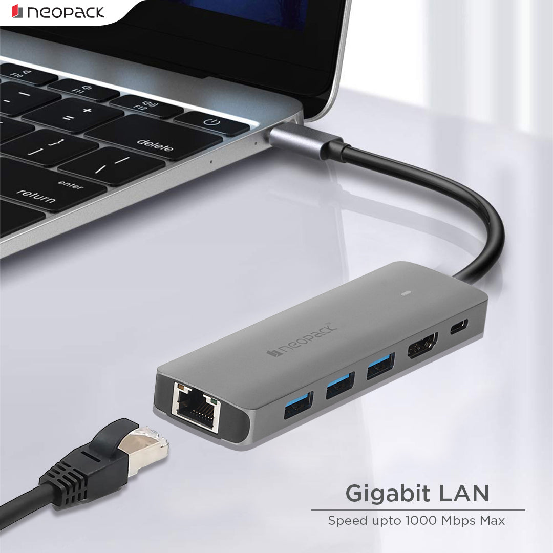 6 In 1 USB C Hub Multiport Adapter (Silver)