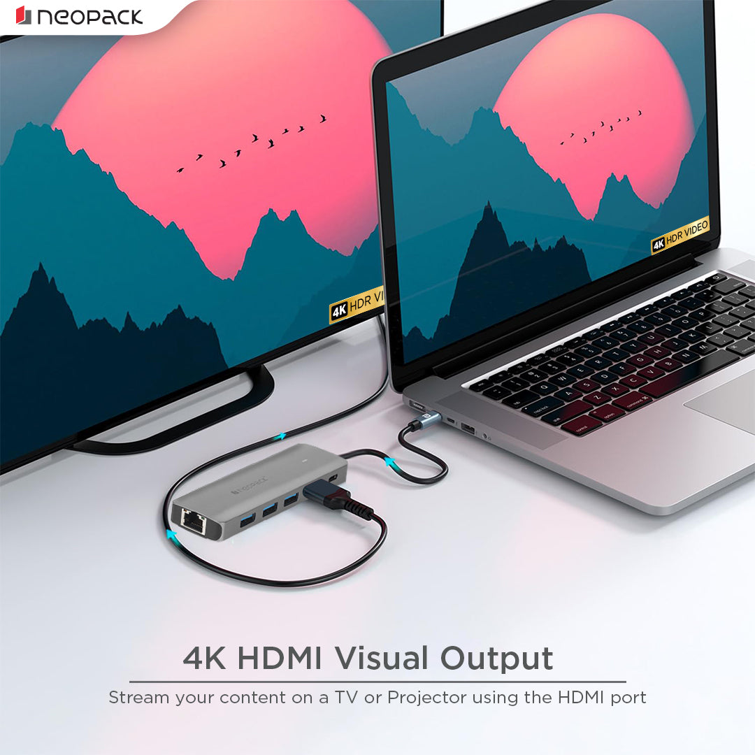 6 In 1 USB C Hub Multiport Adapter (Silver)